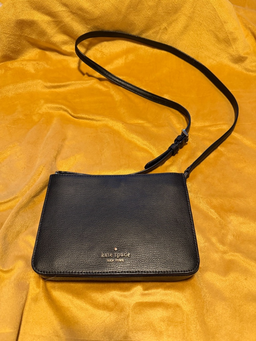 kate spade Black Leather Crossbody with Gold Hardware
